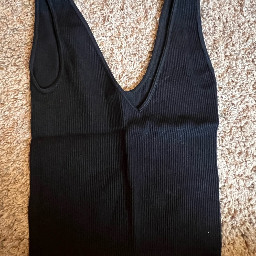 Black Ribbed Women's Top